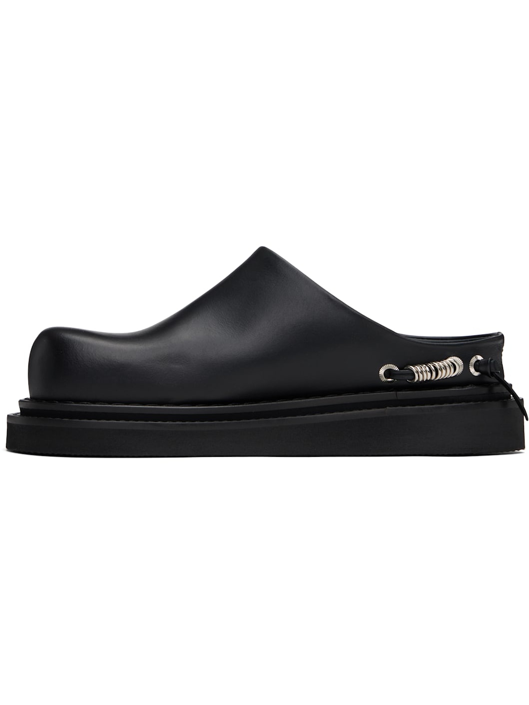 Black Leather Slip-on Loafers - 3