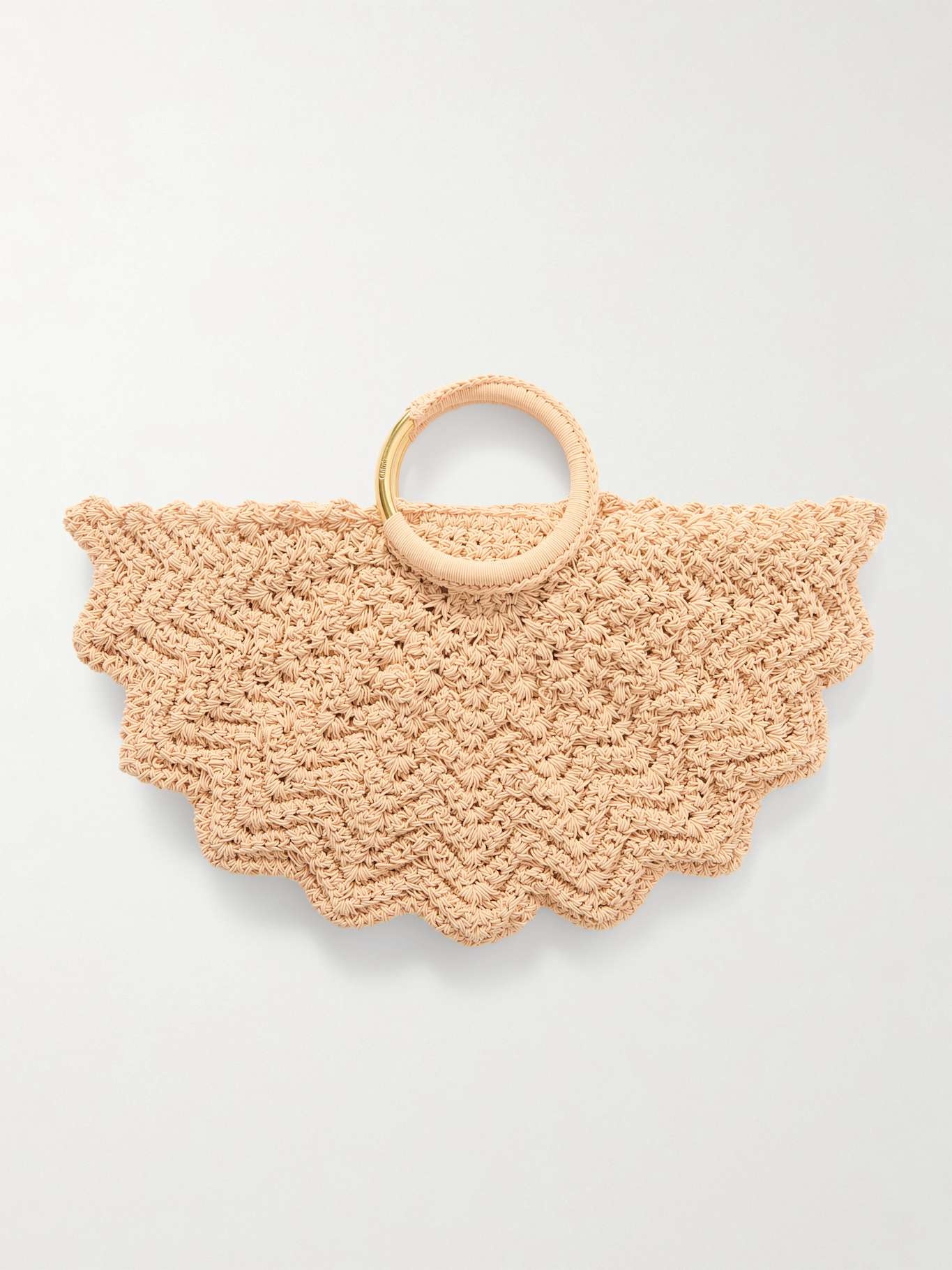 Bracelet Paravent embroidered faux raffia tote Peach - 3