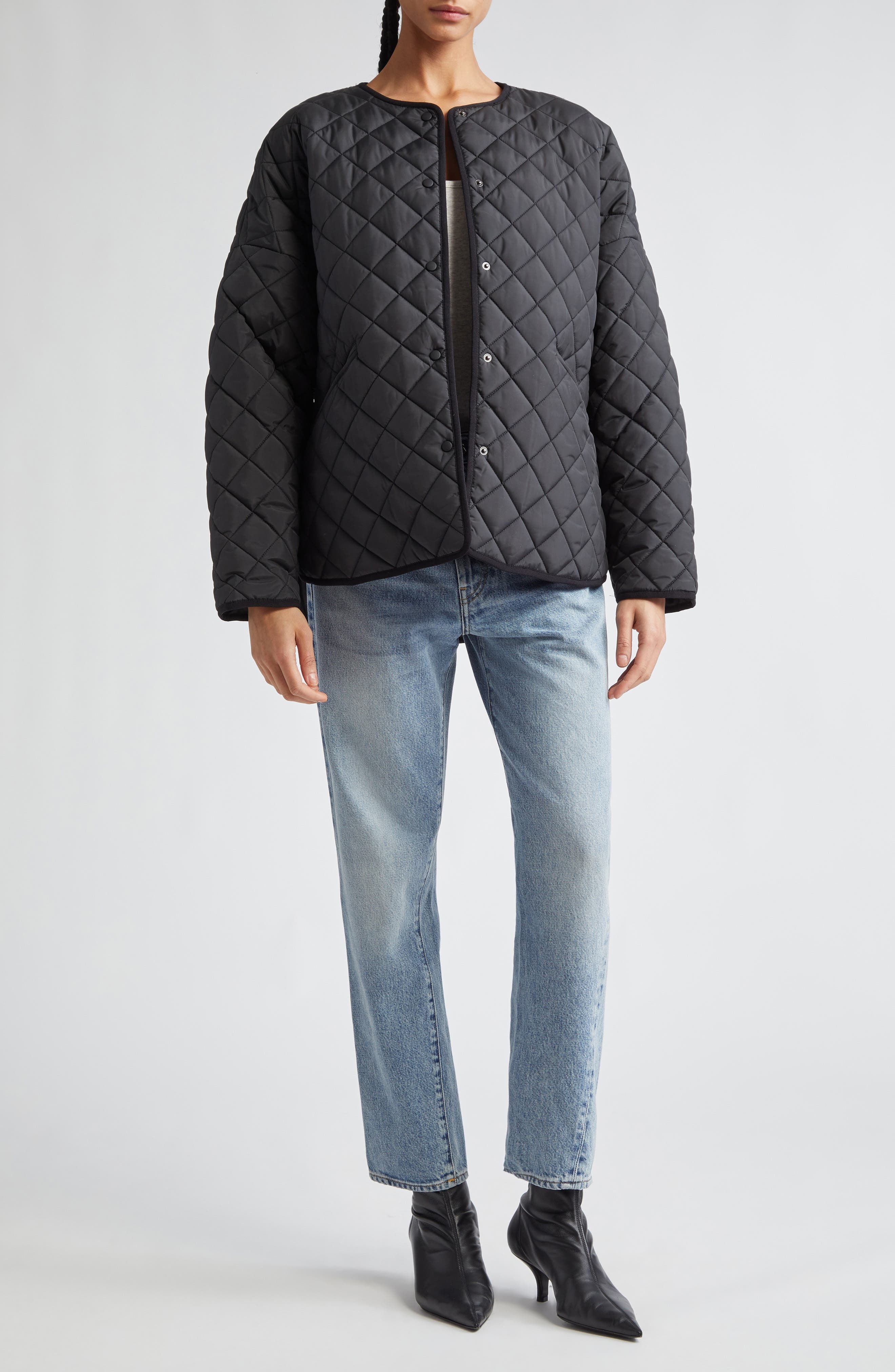 TOTEME Oversize Quilted Jacket in Black 200 at Nordstrom - 2