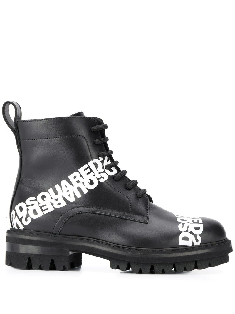 logo print lace-up boots 1