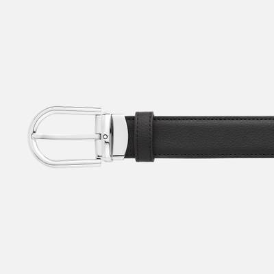 Montblanc Horseshoe buckle black/blue 30 mm reversible leather belt outlook