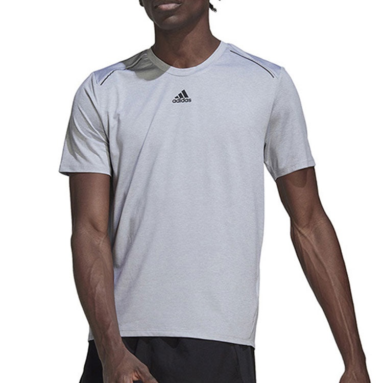 Men's adidas Hiit Cool Tee Athleisure Casual Sports Logo Round Neck Short Sleeve Gray T-Shirt HL8791 - 2