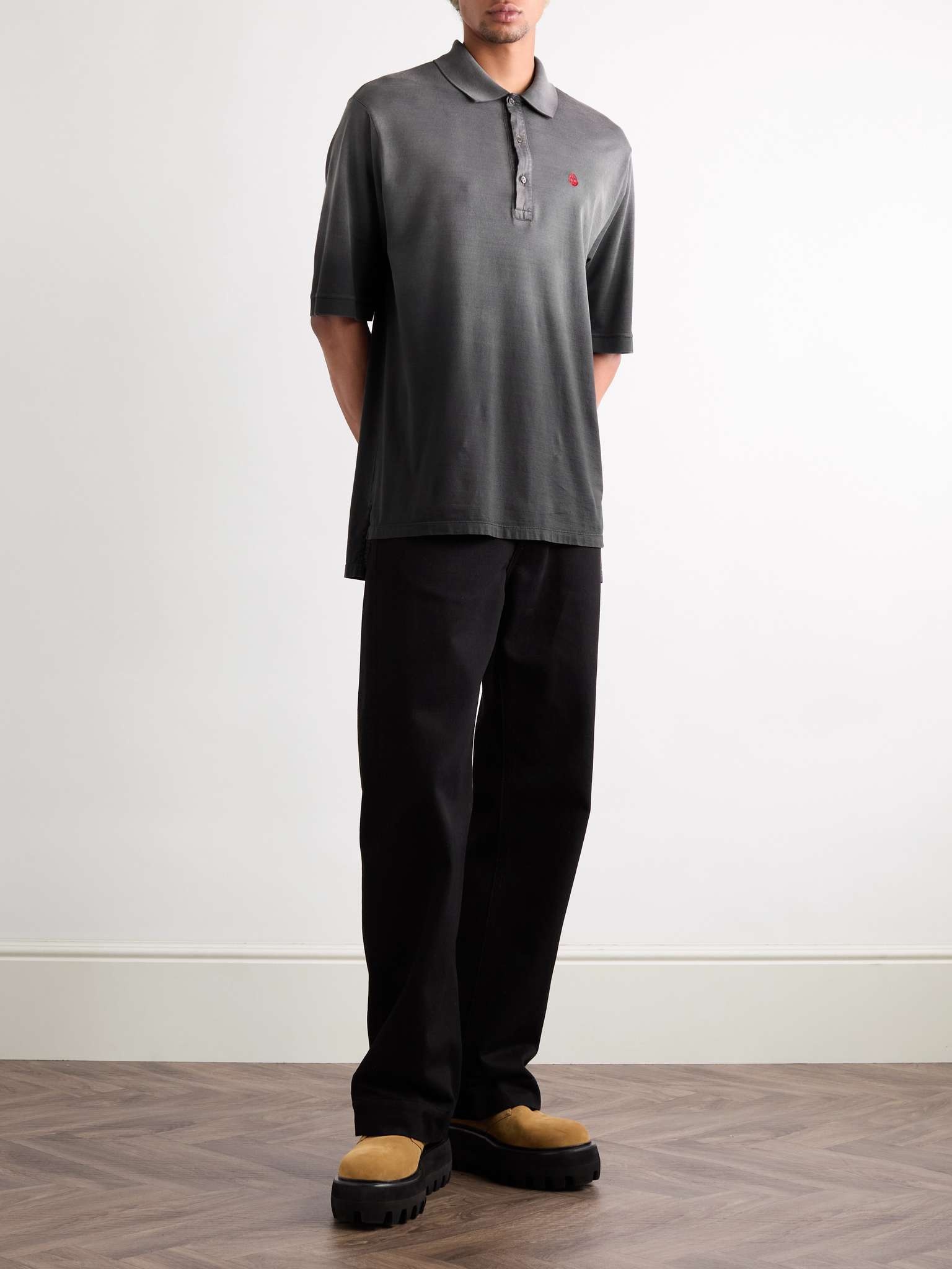 Logo-Embroidered Dégradé Cotton-Jersey Polo Shirt - 2