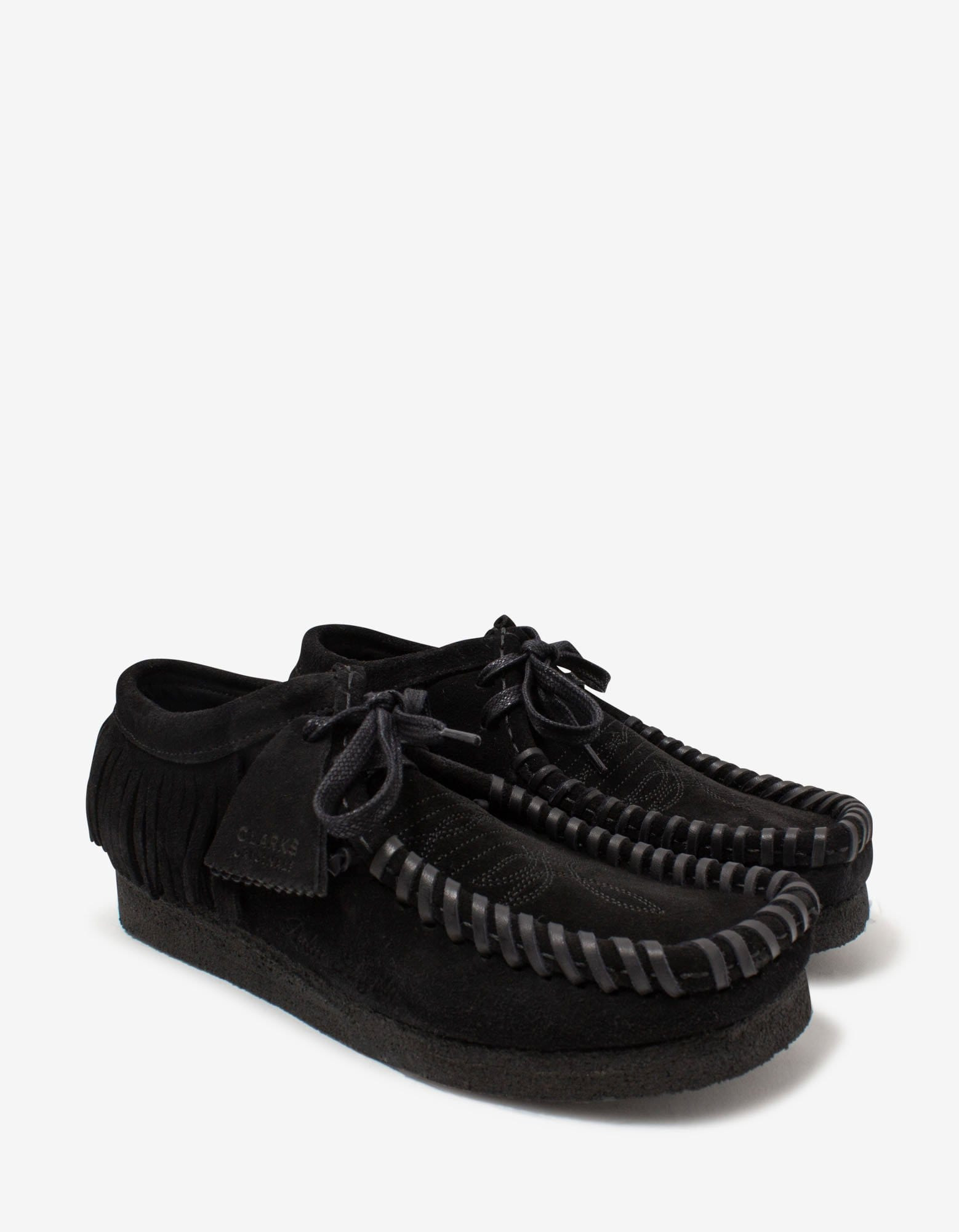 Palm Angels x Clarks Black Suede Fringed Wallabee Shoes - 1