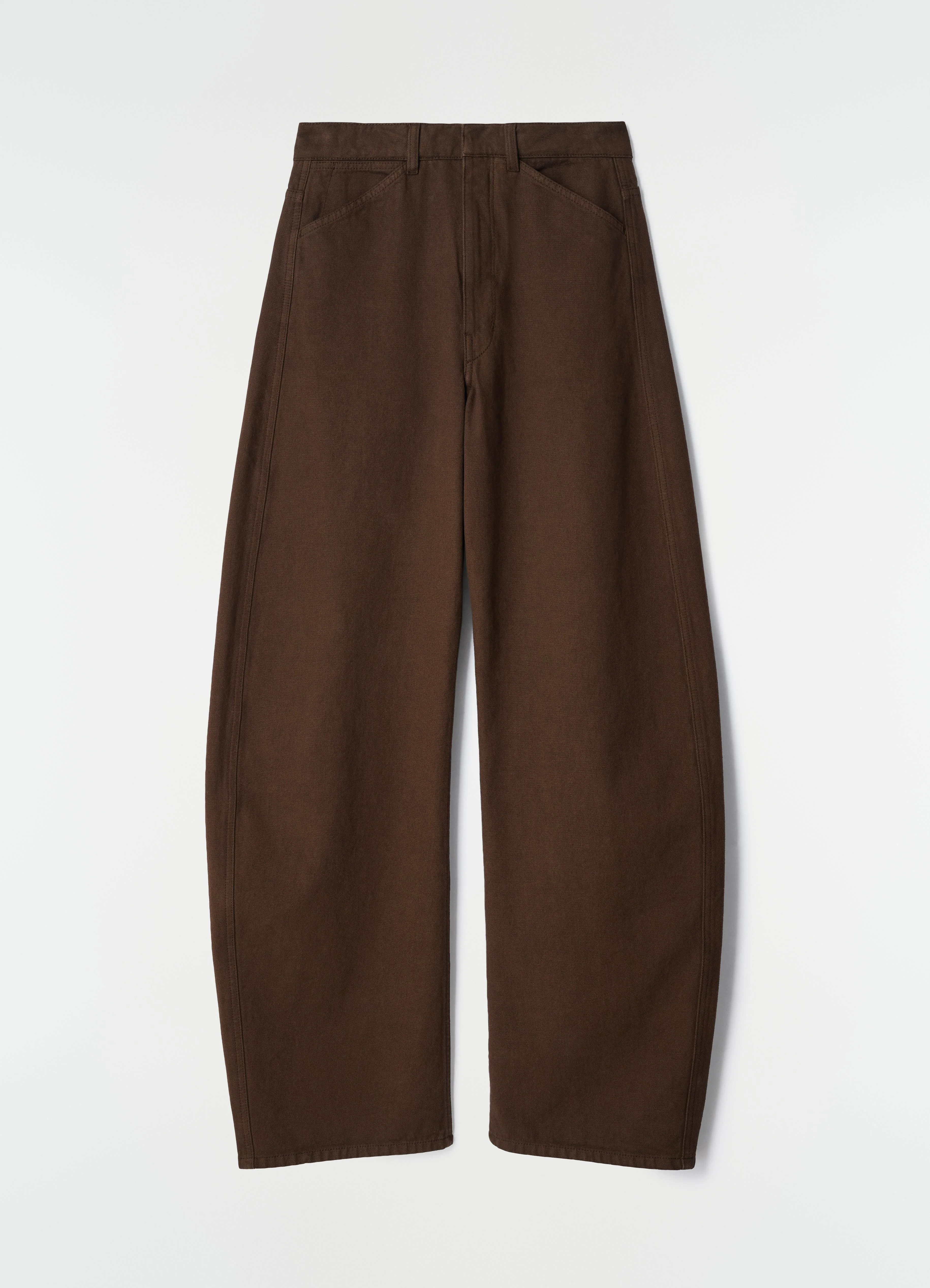 HIGH WAISTED CURVED PANTS IN DYED HEAVY BROKEN TWILL - 1
