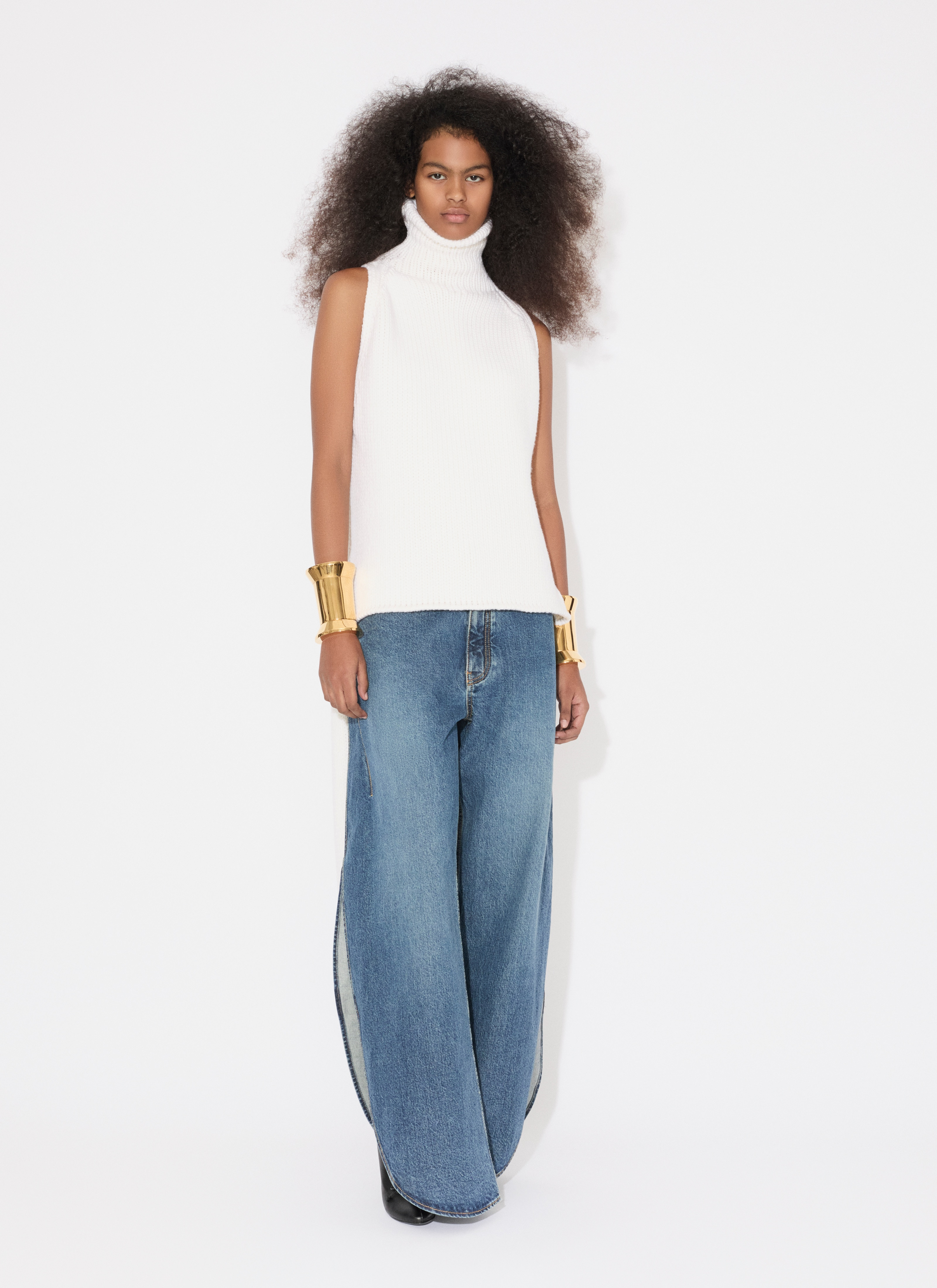 Alaïa ROUND JEANS IN STONE DENIM | REVERSIBLE