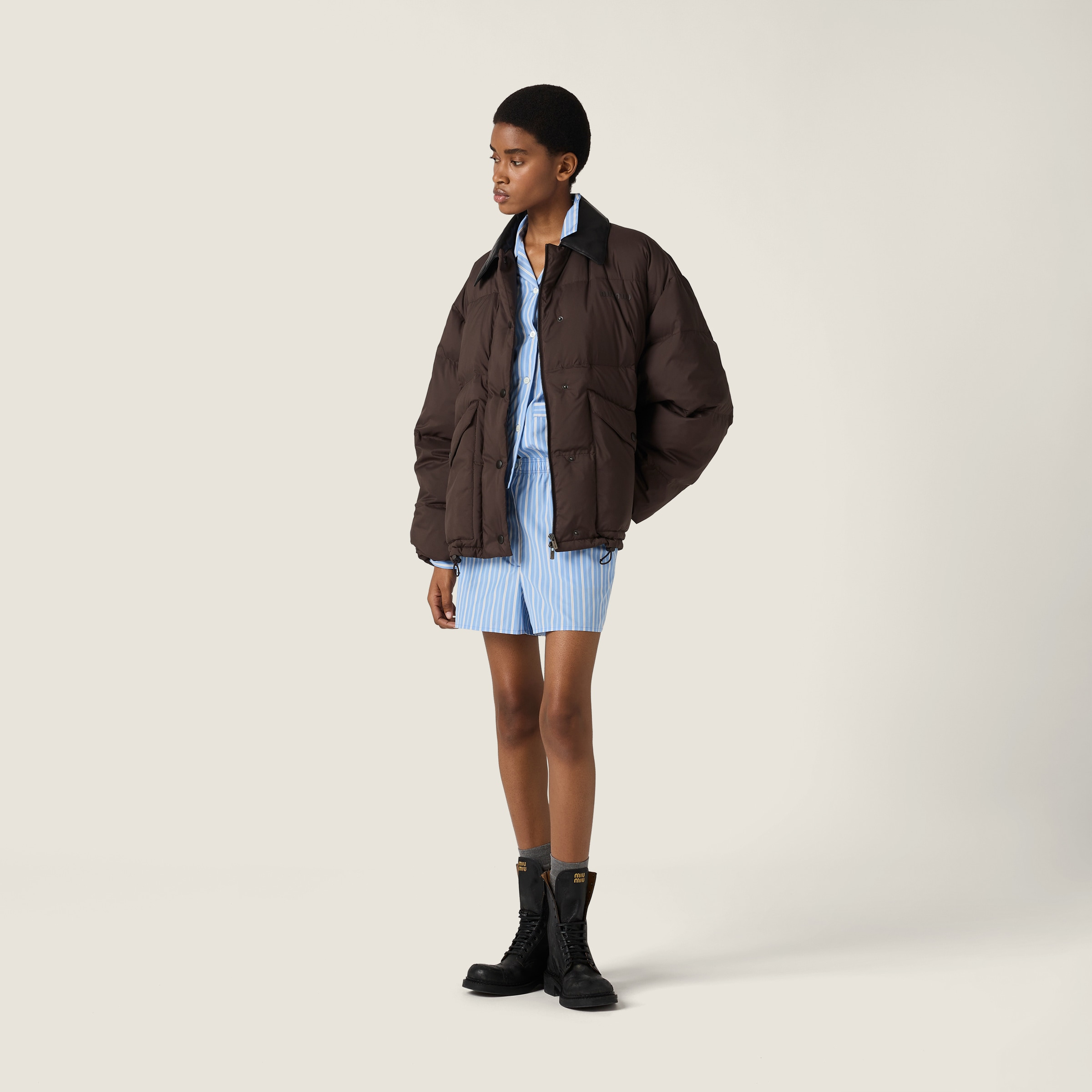 Technical pongé cropped down jacket - 2