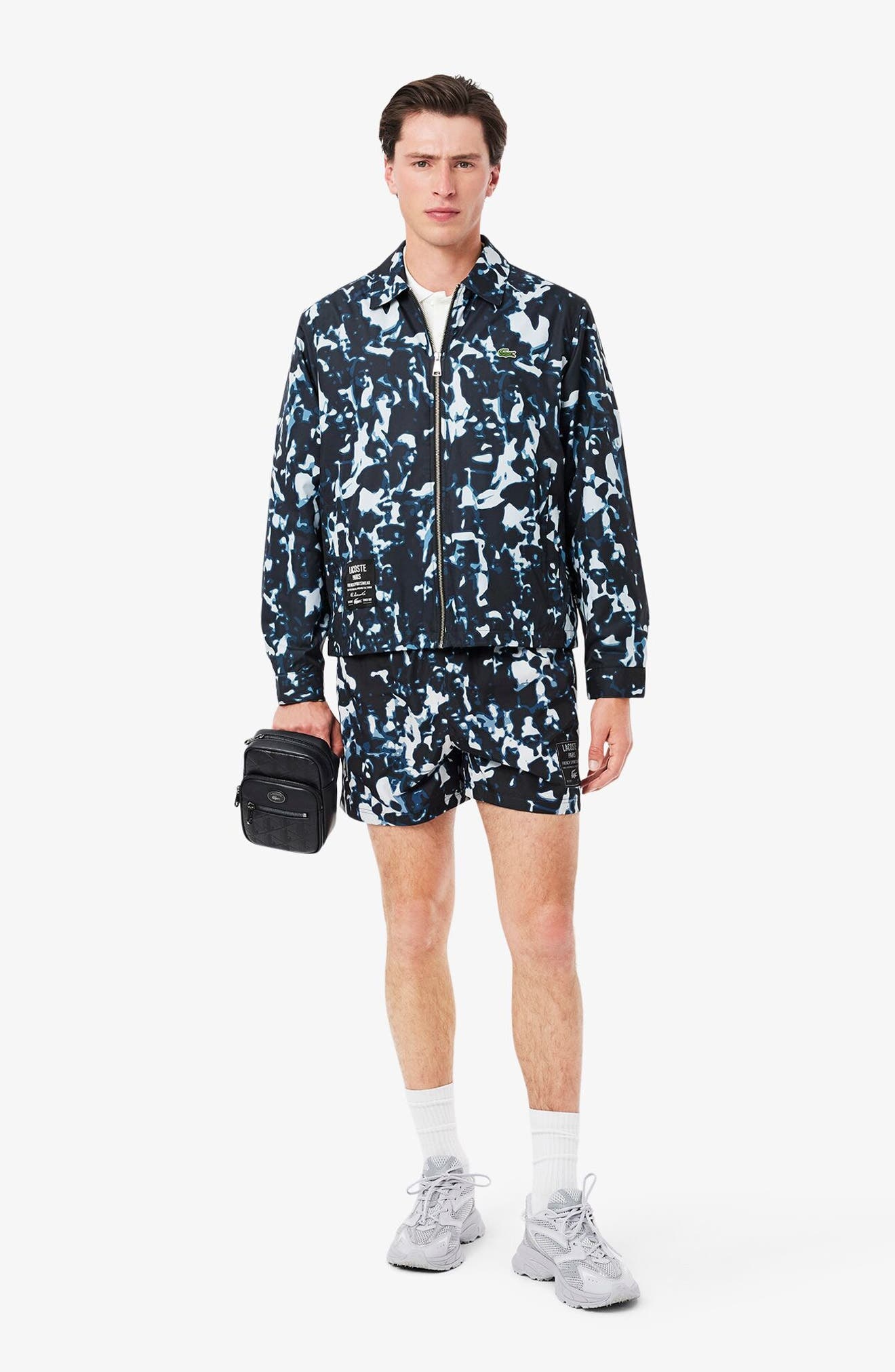 Lacoste Elevated Tennis Water Repellent Zip Jacket in Black/Limestone-Calluna at Nordstrom - 7