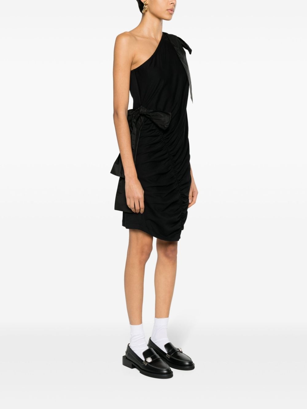 one-shoulder bow-detailed dress - 3