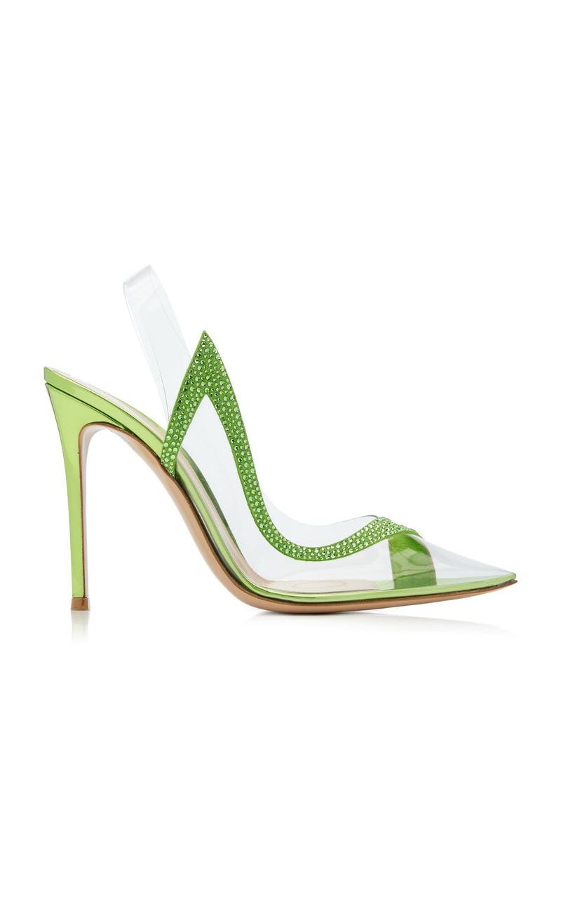 Hortensia Plexi & Embellished Leather Pumps green 1