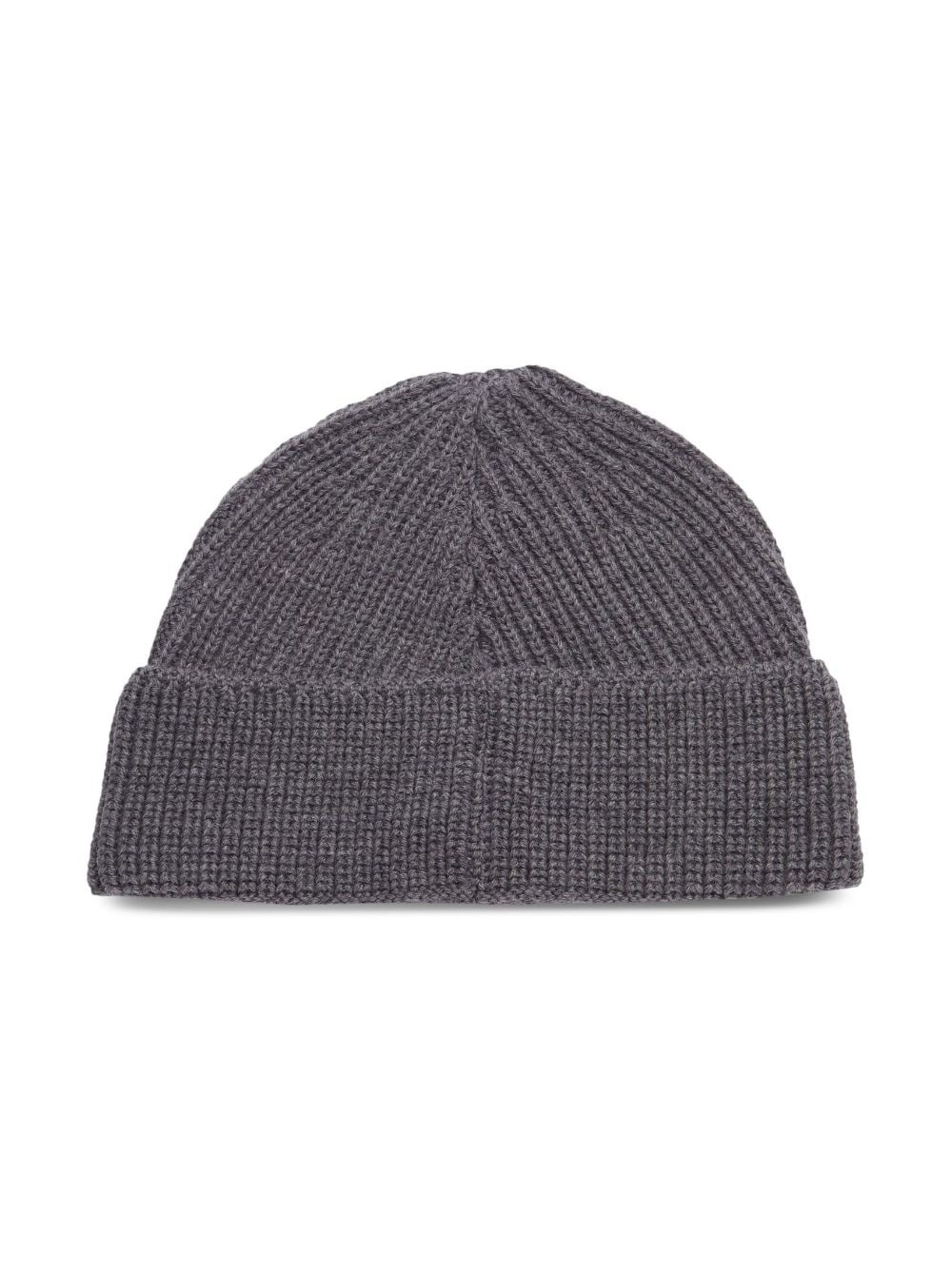 embroidered-logo knit wool beanie - 2