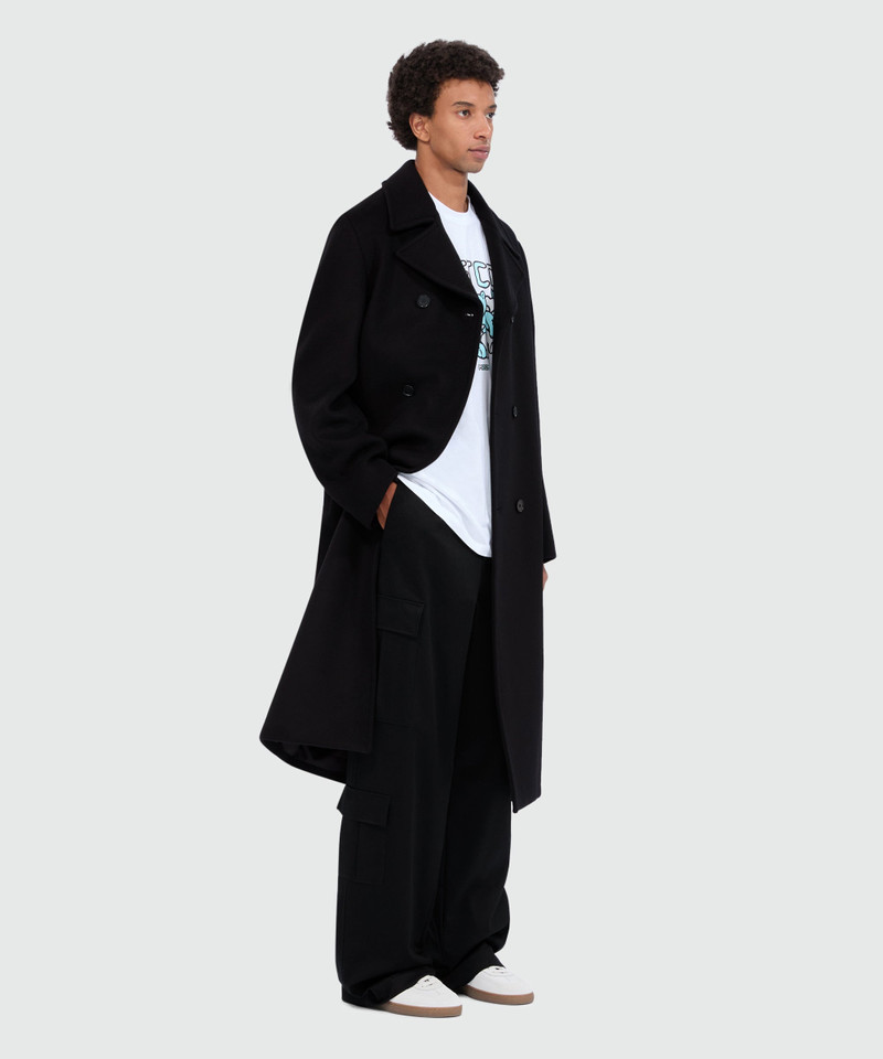 Black double-breasted wool coat 4