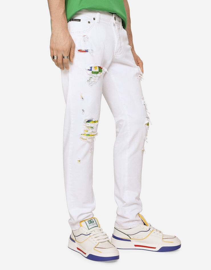 Slim-fit stretch jeans with silk details - 4