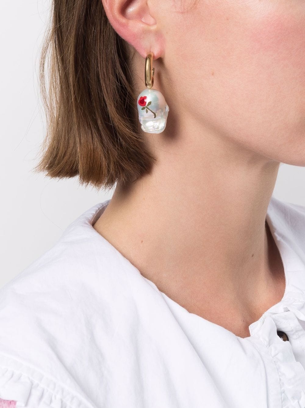 hand-painted baroque pearl earrings - 3