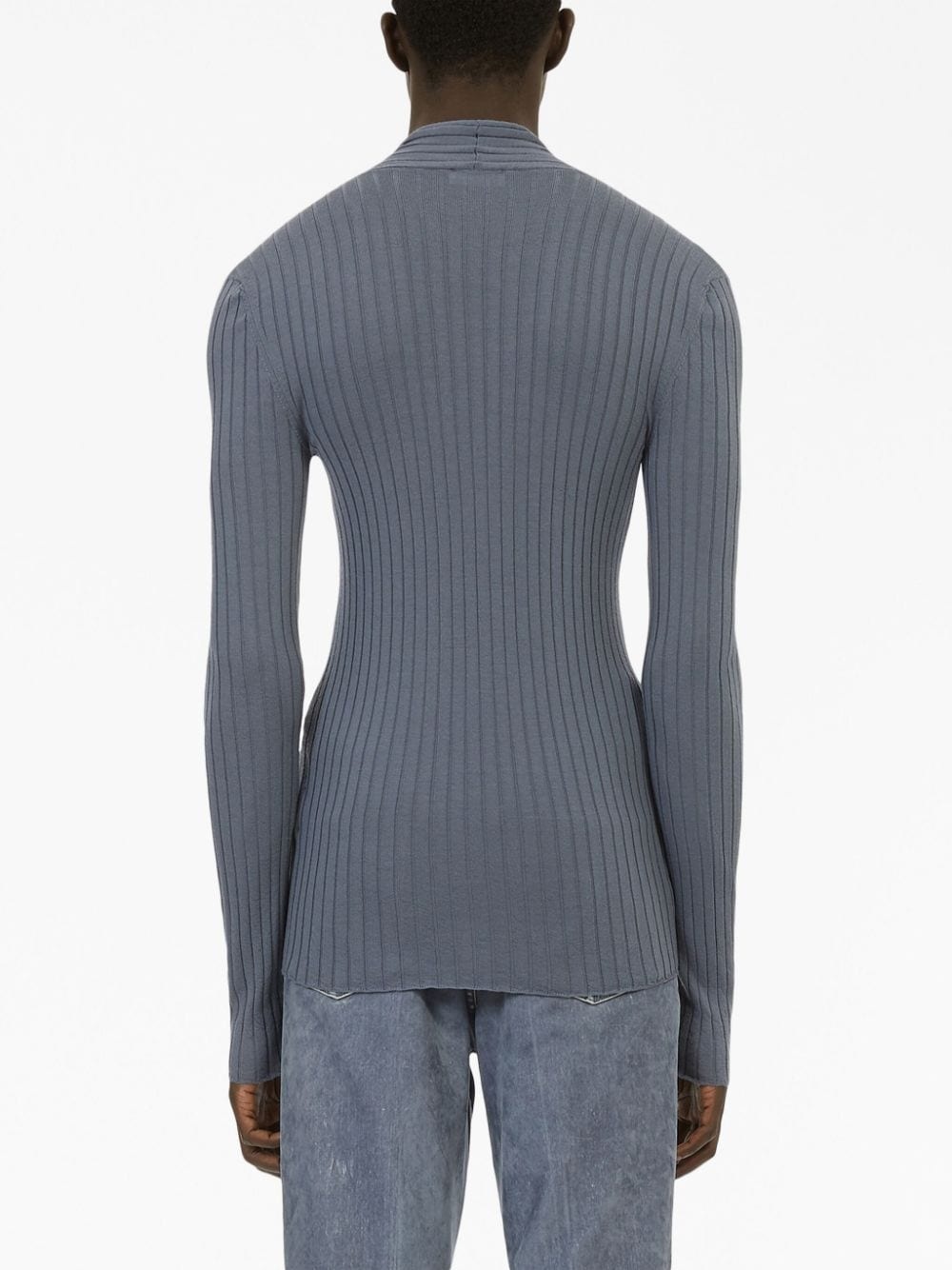 V-neck ribbed-knit jumper - 4