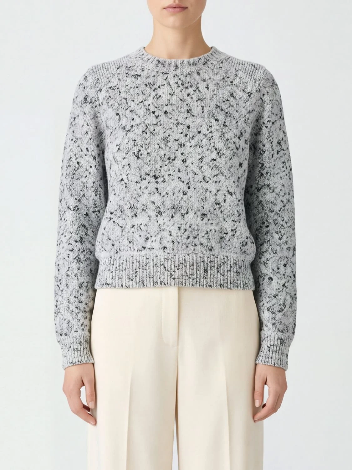 ISABEL MARANT ETOILE Abstract Print Cotton Crewneck Jumper with Dropped Shoulders - 1