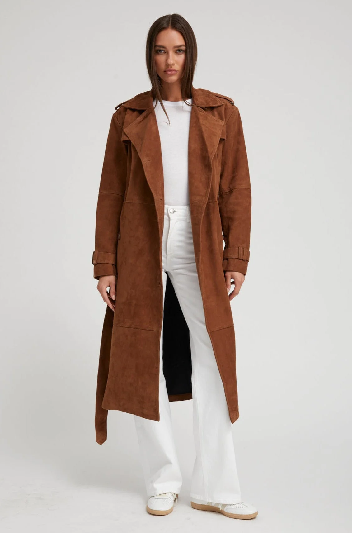 BELLE DE JOUR COGNAC SUEDE TRENCH - 1