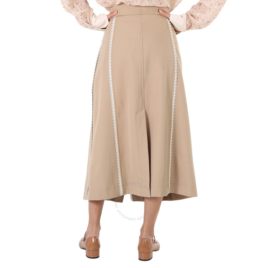 Chloe Ladies Pearl Beige Scallop-Trim Belted Trench Skirt, Brand Size 36 (US Size 4) - 5