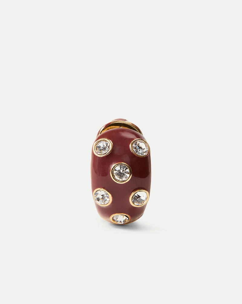 CRYSTAL AND ENAMEL HUGGIE HOOP 3