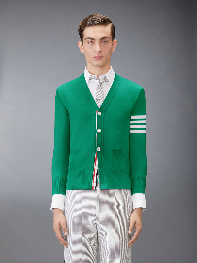 Thom Browne MERINO WOOL 4-BAR CLASSIC V-NECK CARDIGAN outlook