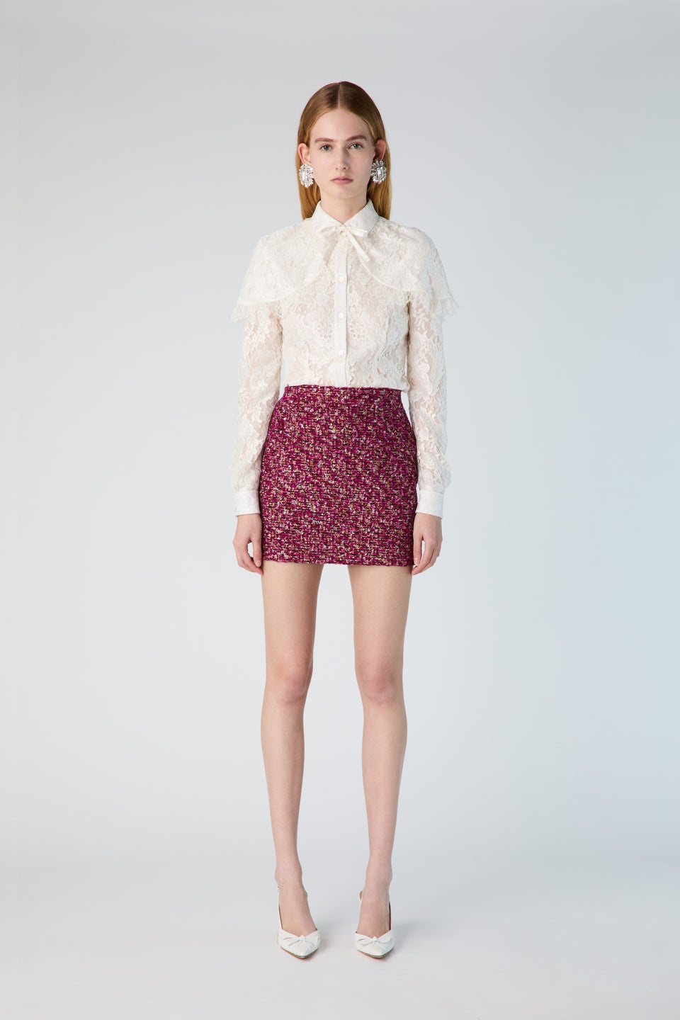 LACE BLOUSE WITH CAPE - 4