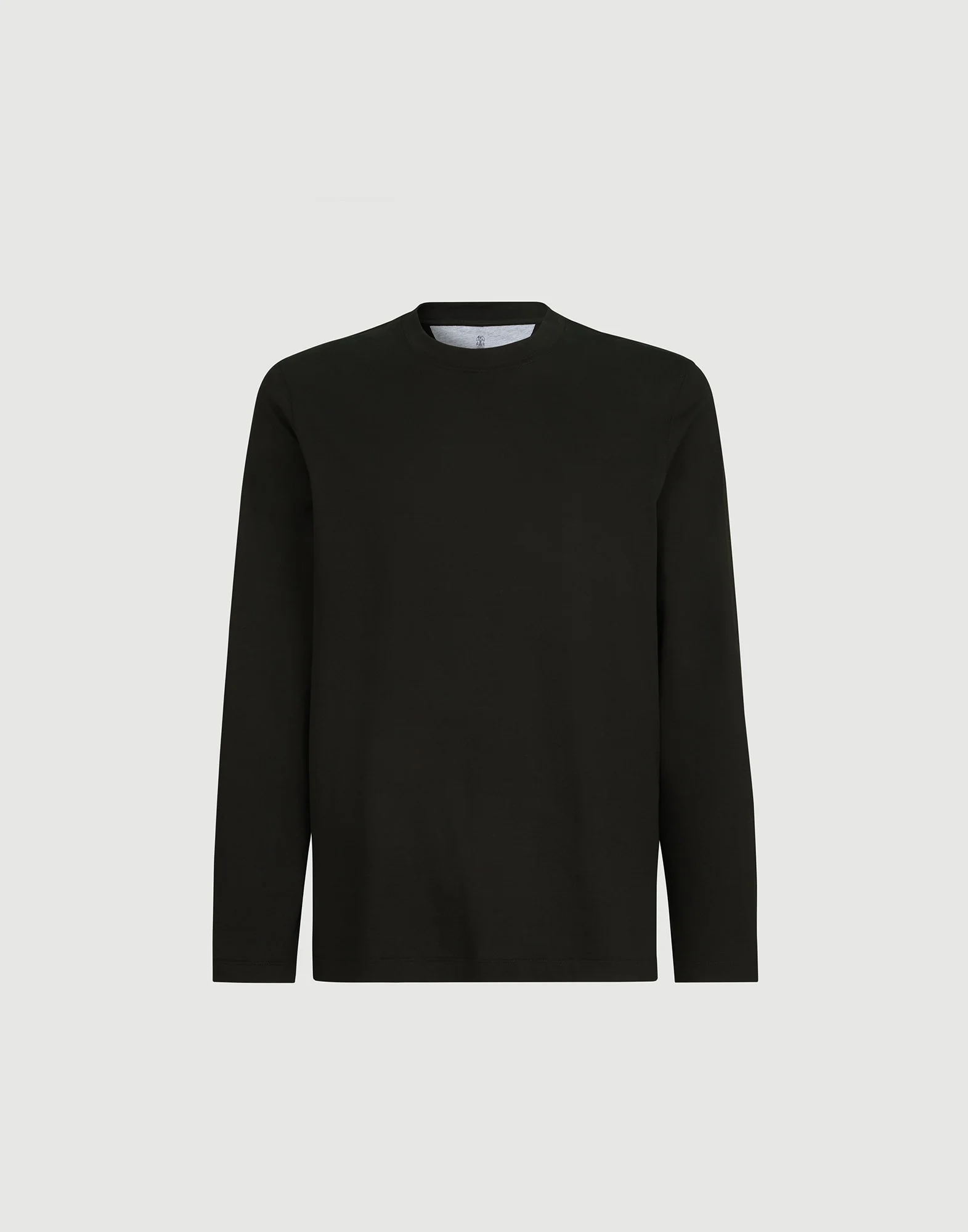Cotton jersey long sleeve crew neck T-shirt - 1