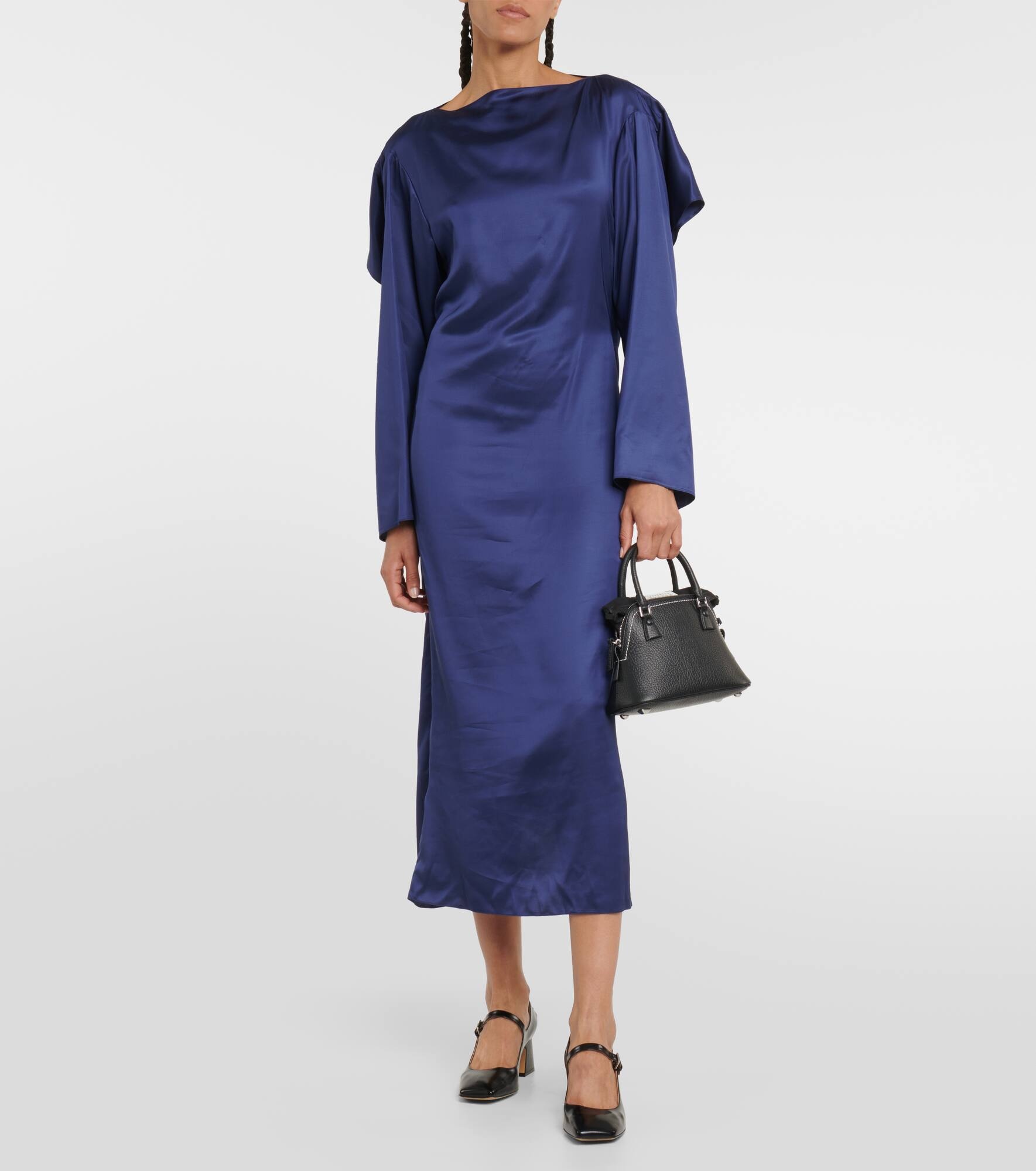 Draped satin midi dress - 2