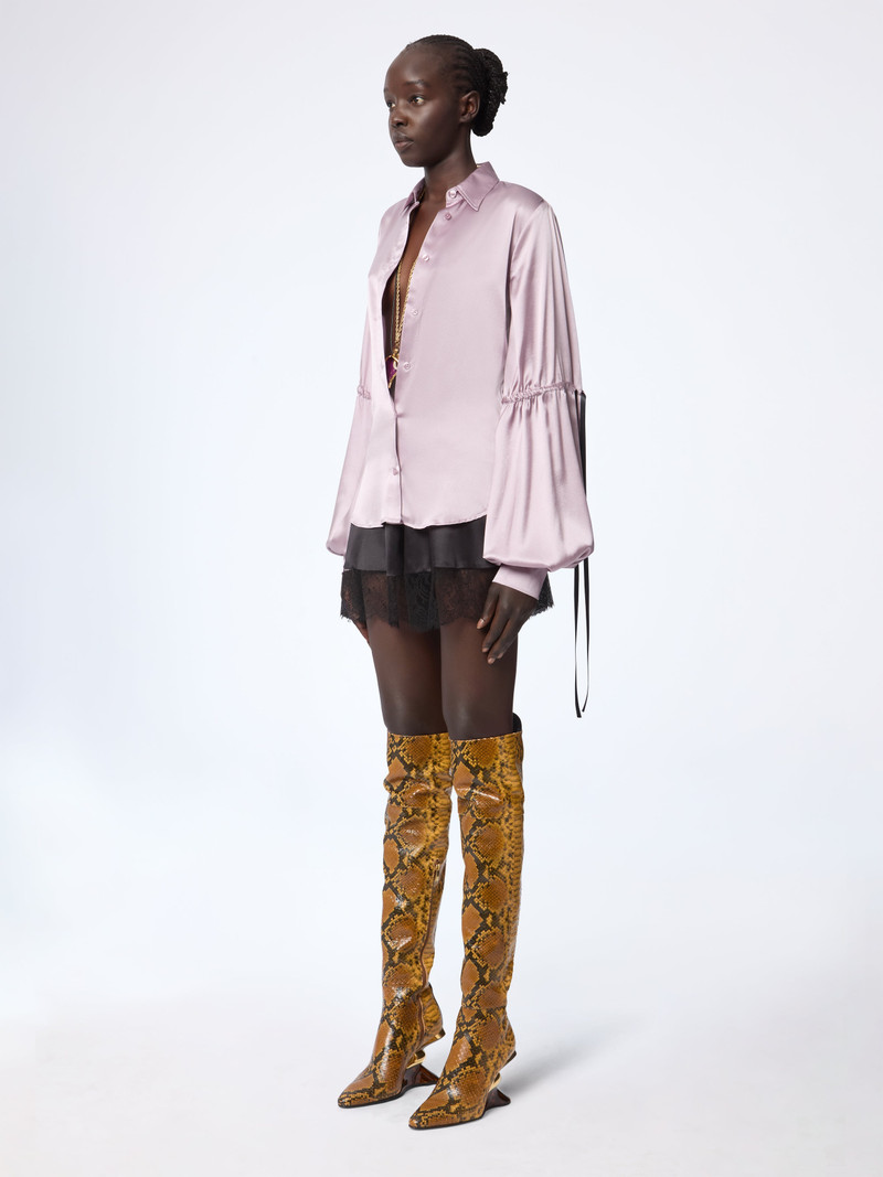 NINA RICCI Mauve Silk Satin Shirt With Bow Details outlook