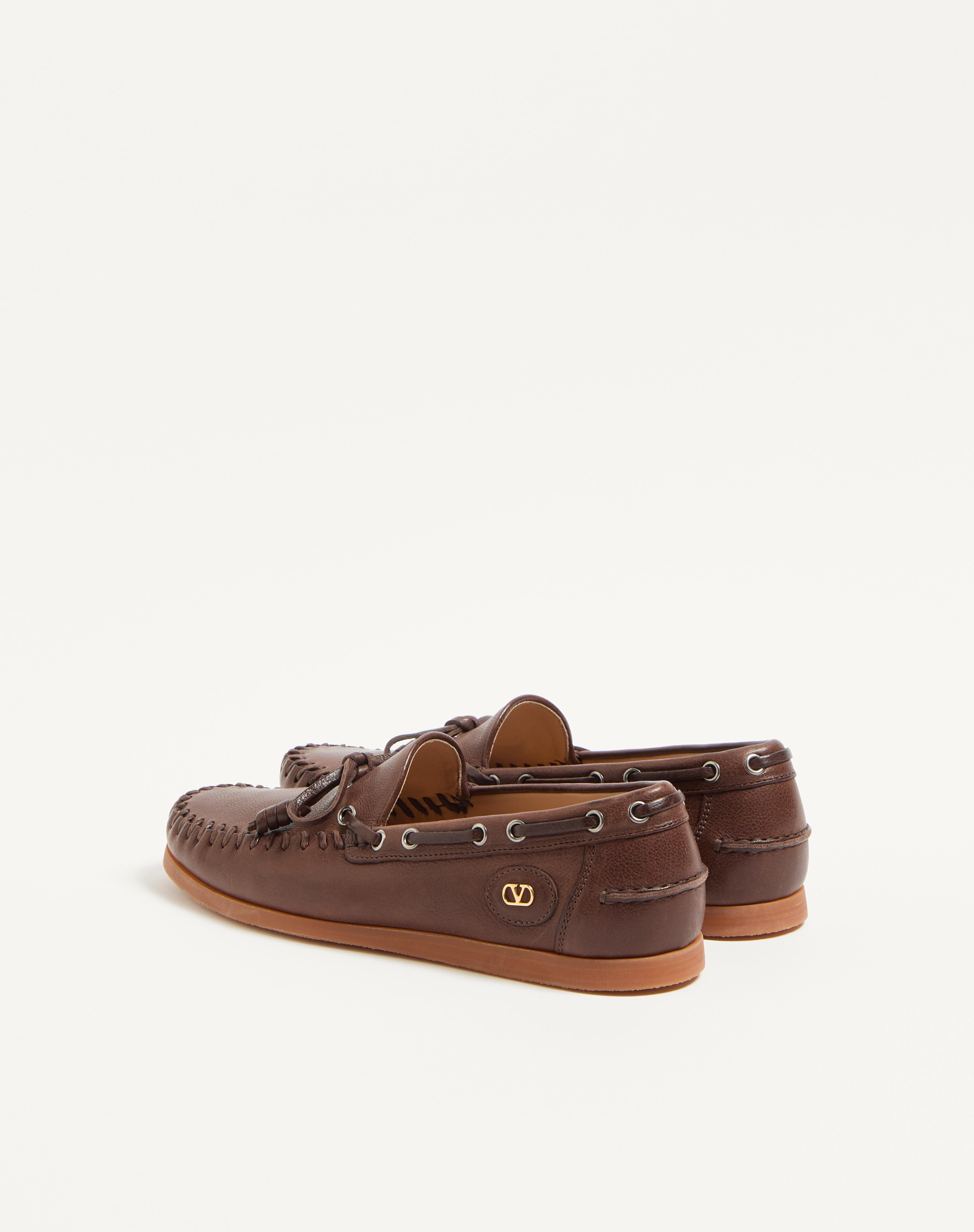 PALM AVENUE BUFFALO LEATHER BOAT SHOE - 5