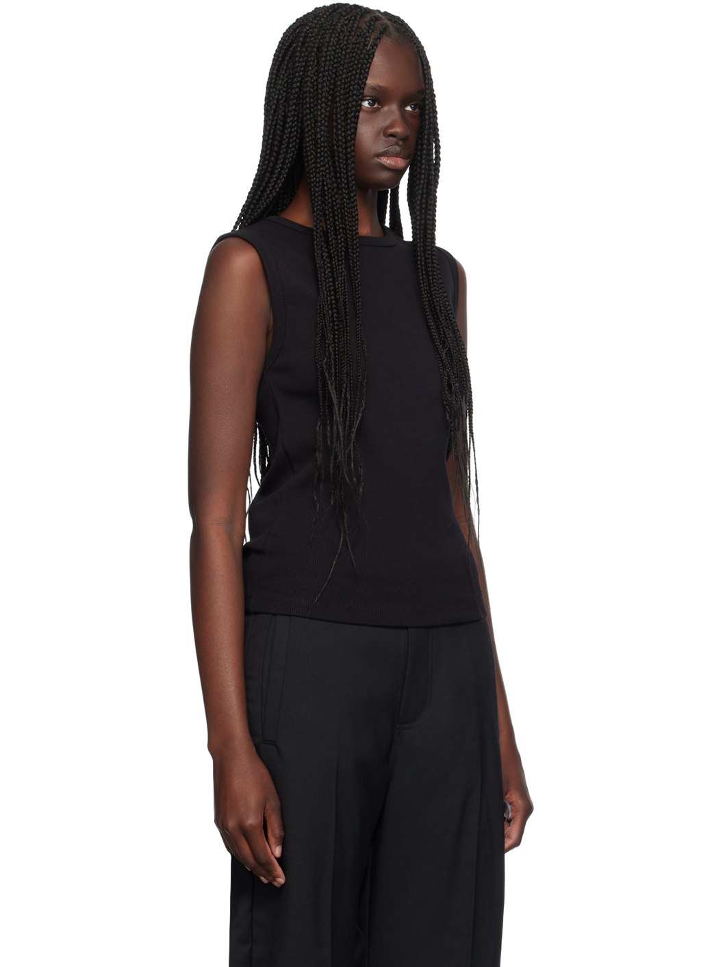 Black Crewneck Tank Top - 2