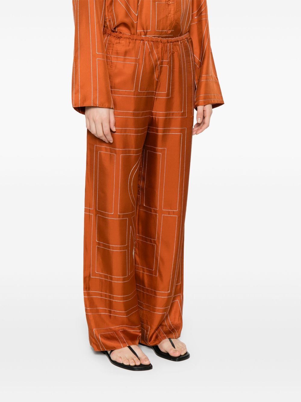 monogram silk trousers - 3
