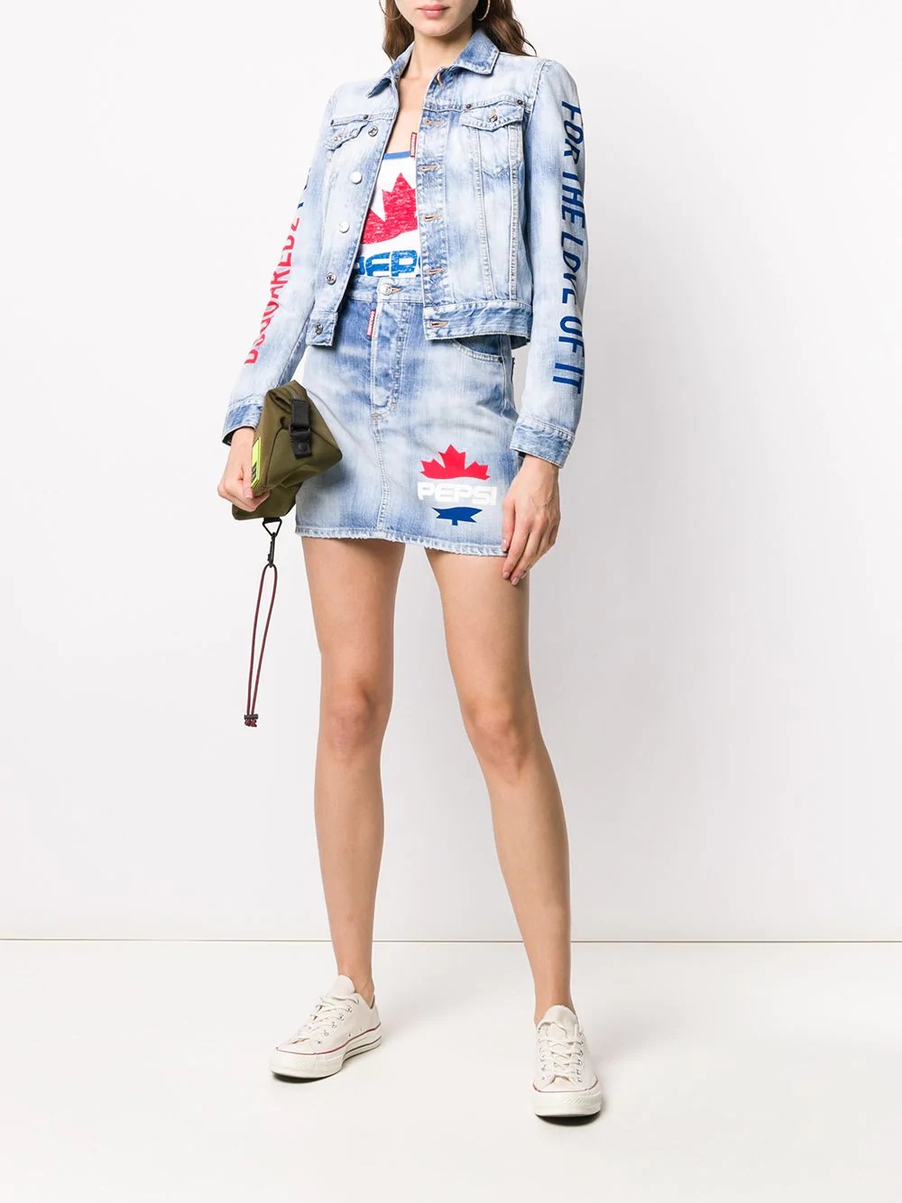 logo print denim jacket - 2