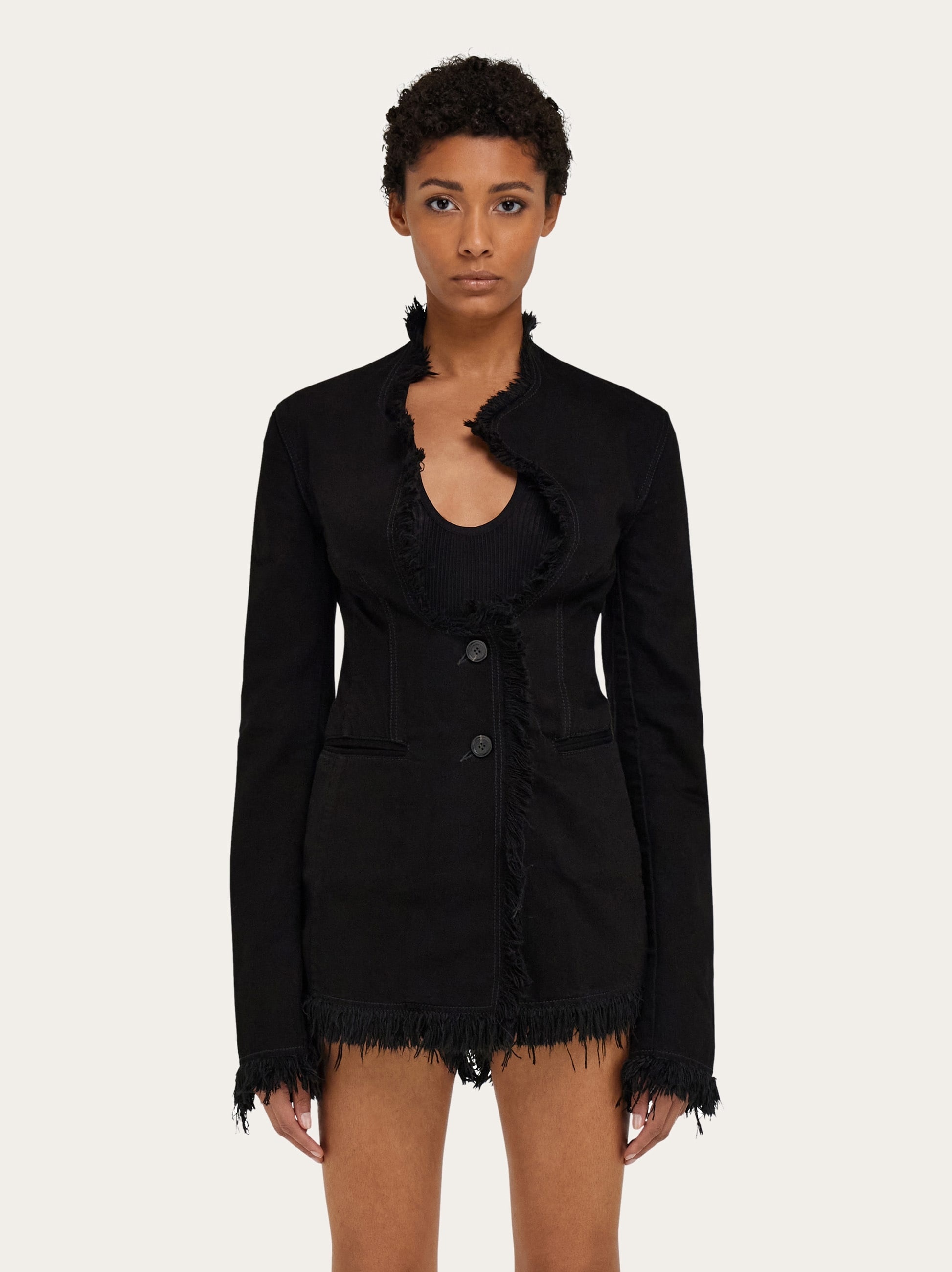 Cotton blazer with fringe detail - 2