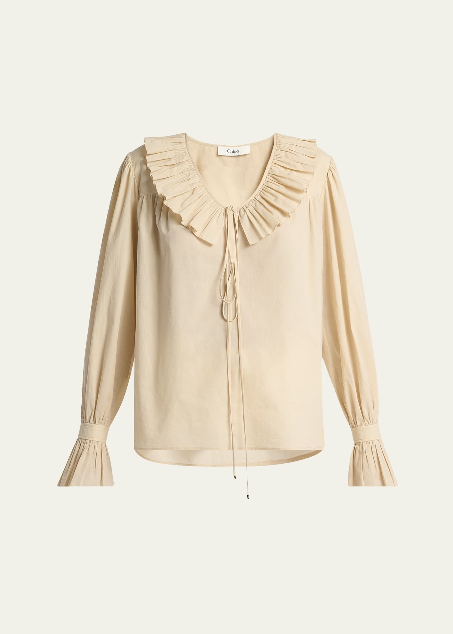 Ruffle Cotton Voile Blouse - 1