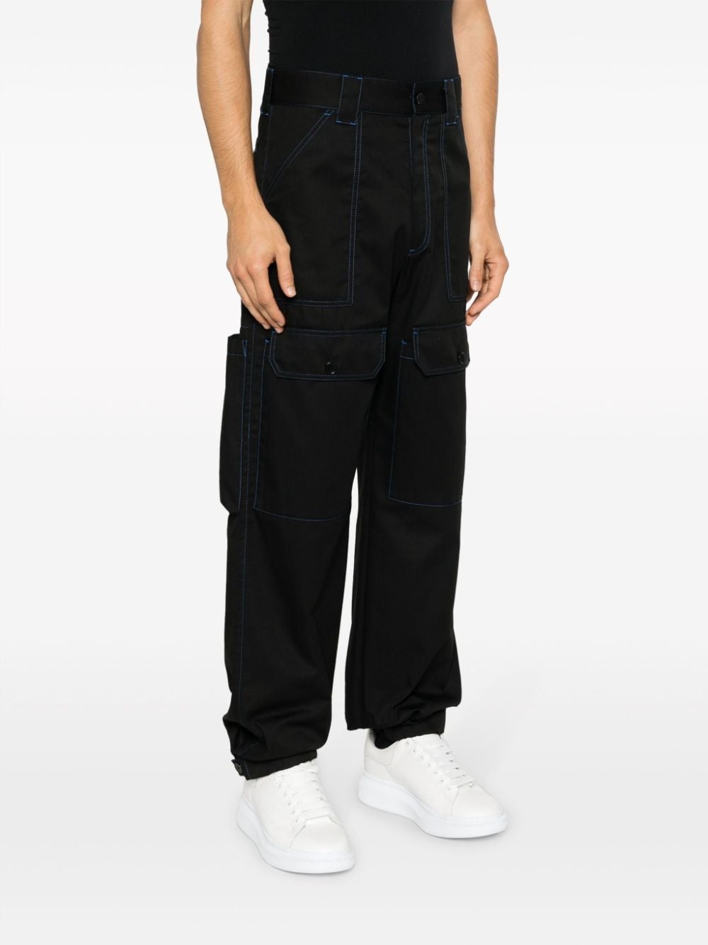 contrasting-stitch logo-patch trousers - 3