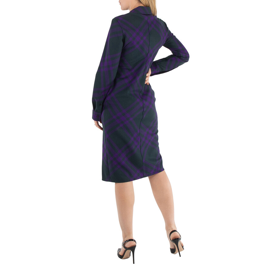Burberry Long Sleeved Checked Wool Shirt Dress - 6