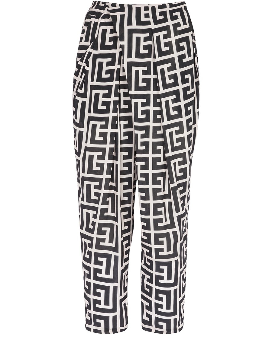 Draped pants with print monogram - 1