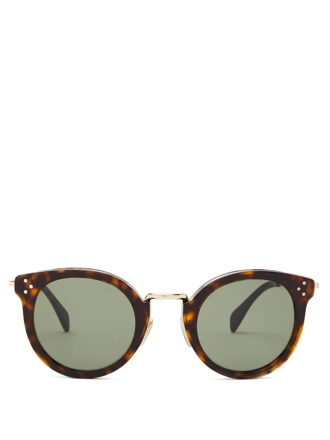 Round tortoiseshell-acetate and metal sunglasses - 1