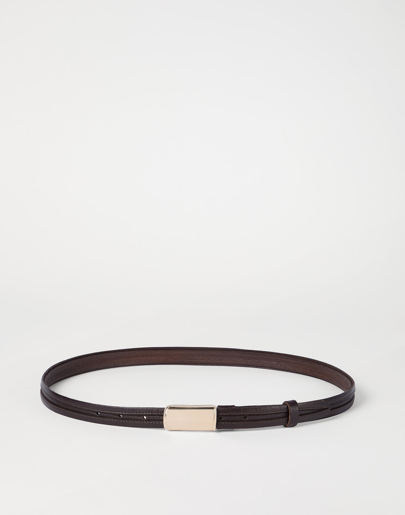 Leather belt with box-frame buckle 1