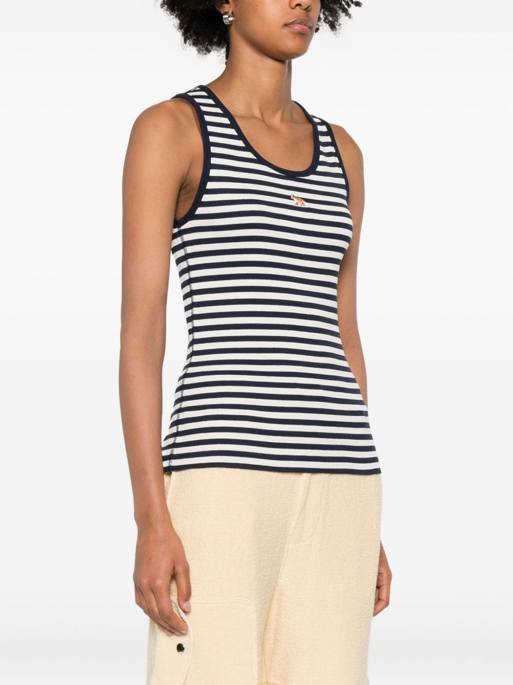 striped fox-embroidered top - 3