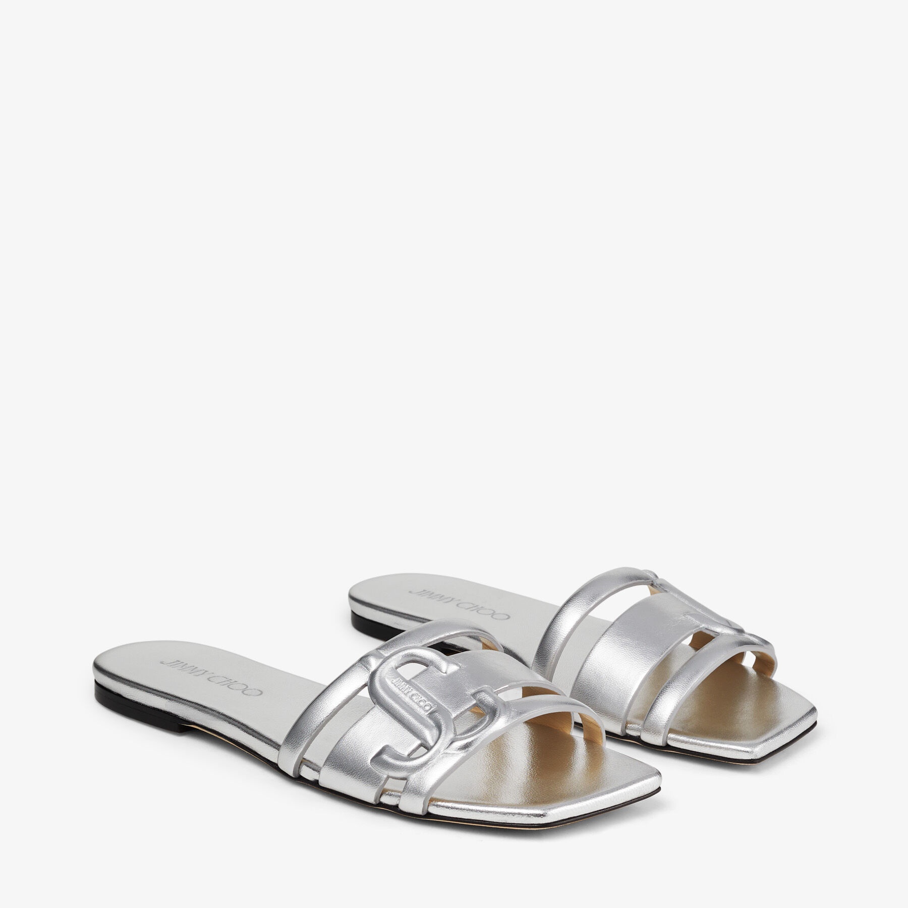Laran Flat
Silver Metallic Nappa Leather Flats with JC Monogram - 2