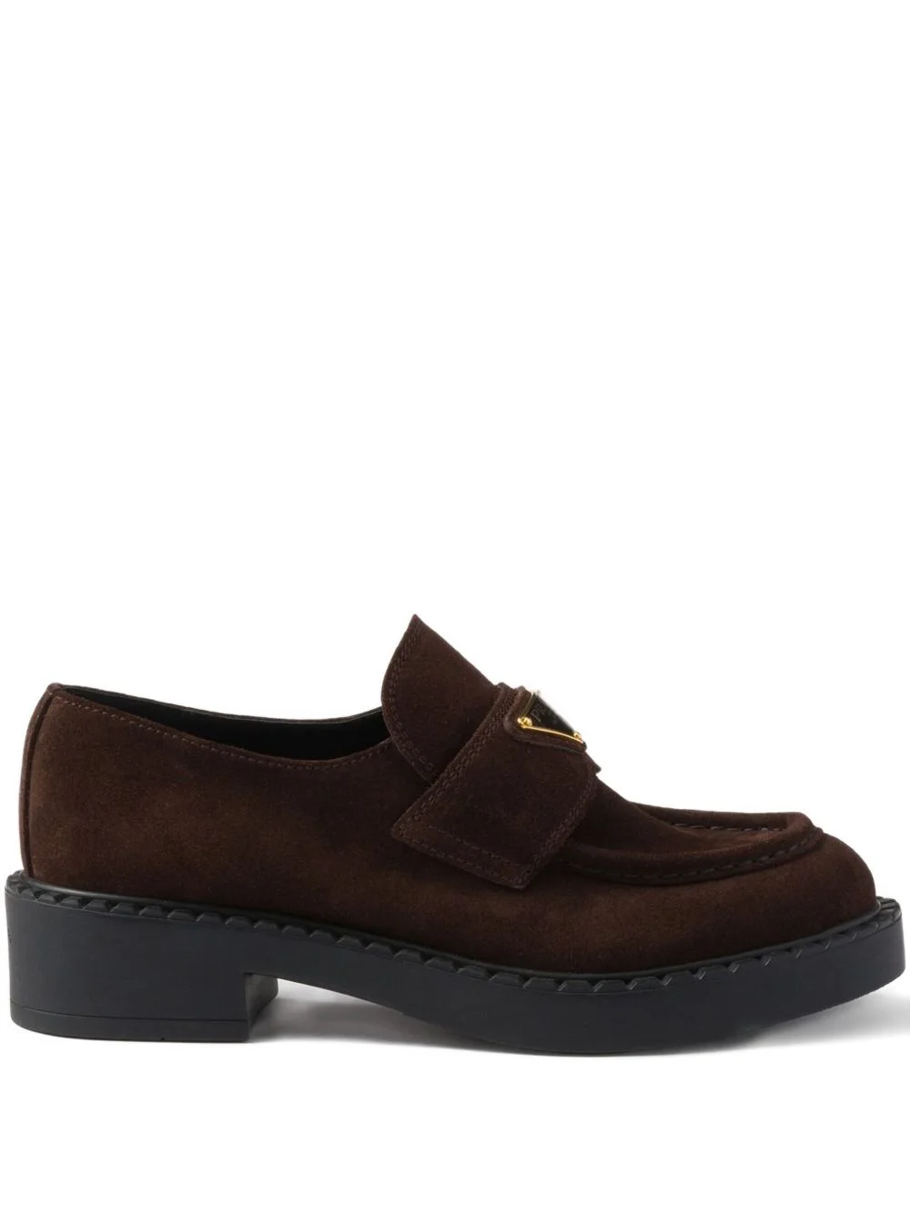 suede triangle-logo loafers - 1