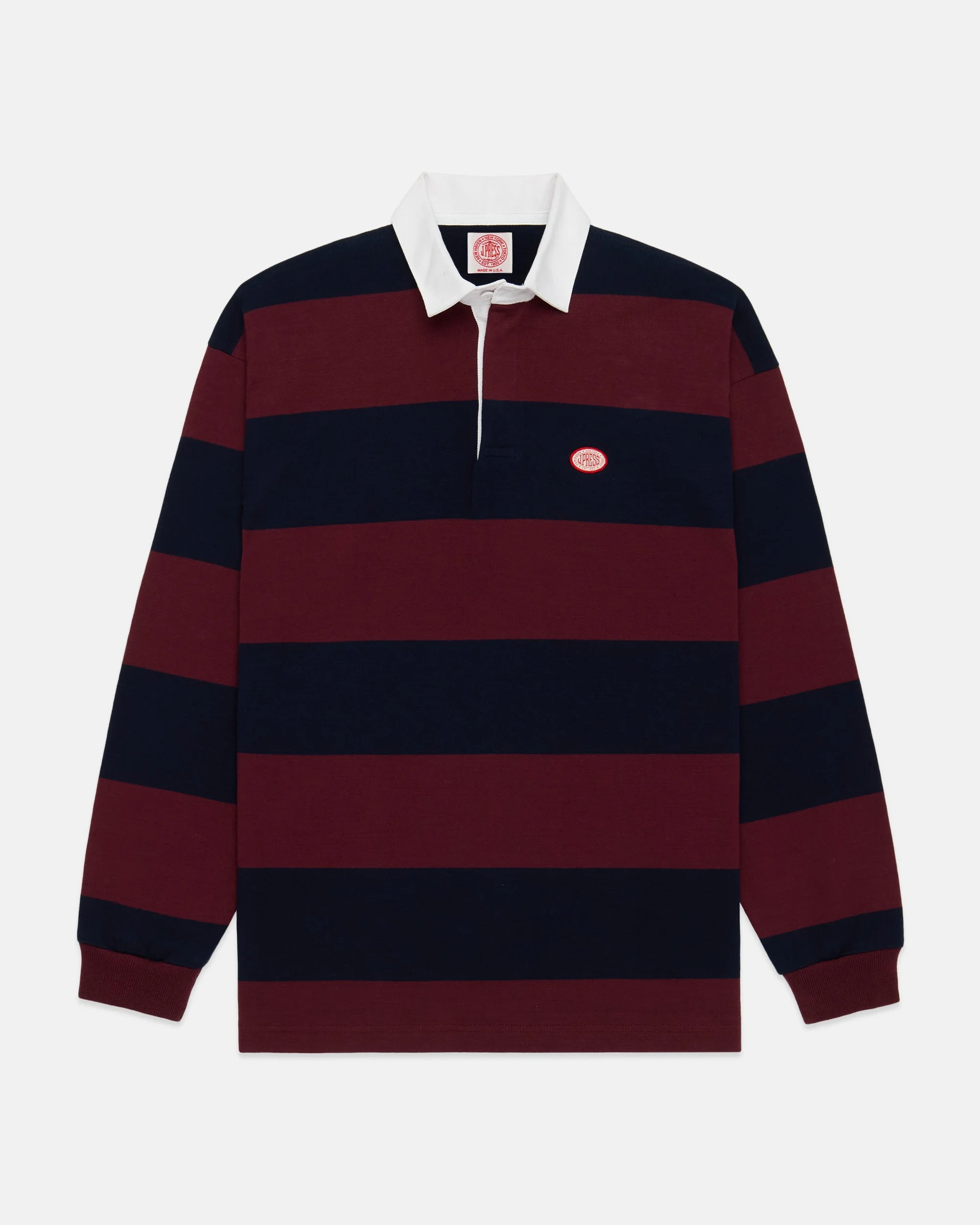 MADE-IN-USA BURGUNDY GUARD STRIPE J. PRESS SEAL COTTON RUGBY - 1