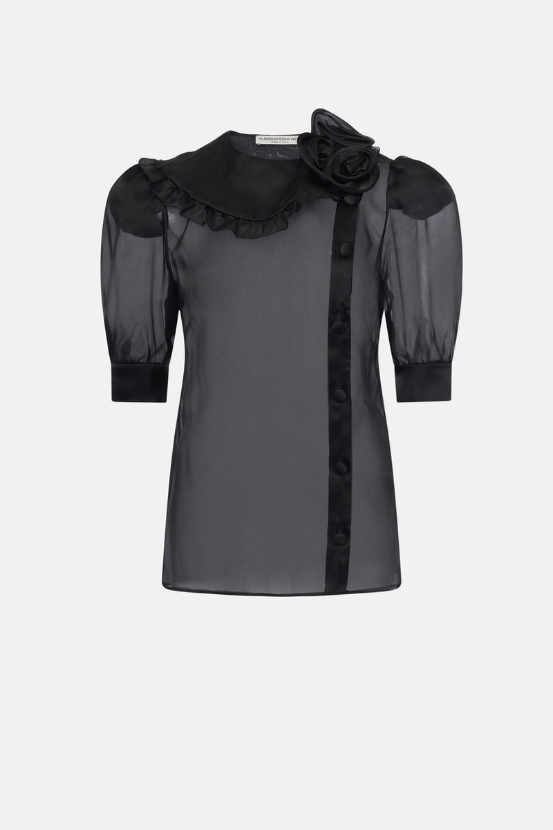 SILK ORGANZA BLOUSE WITH ROSE DETAILS 1