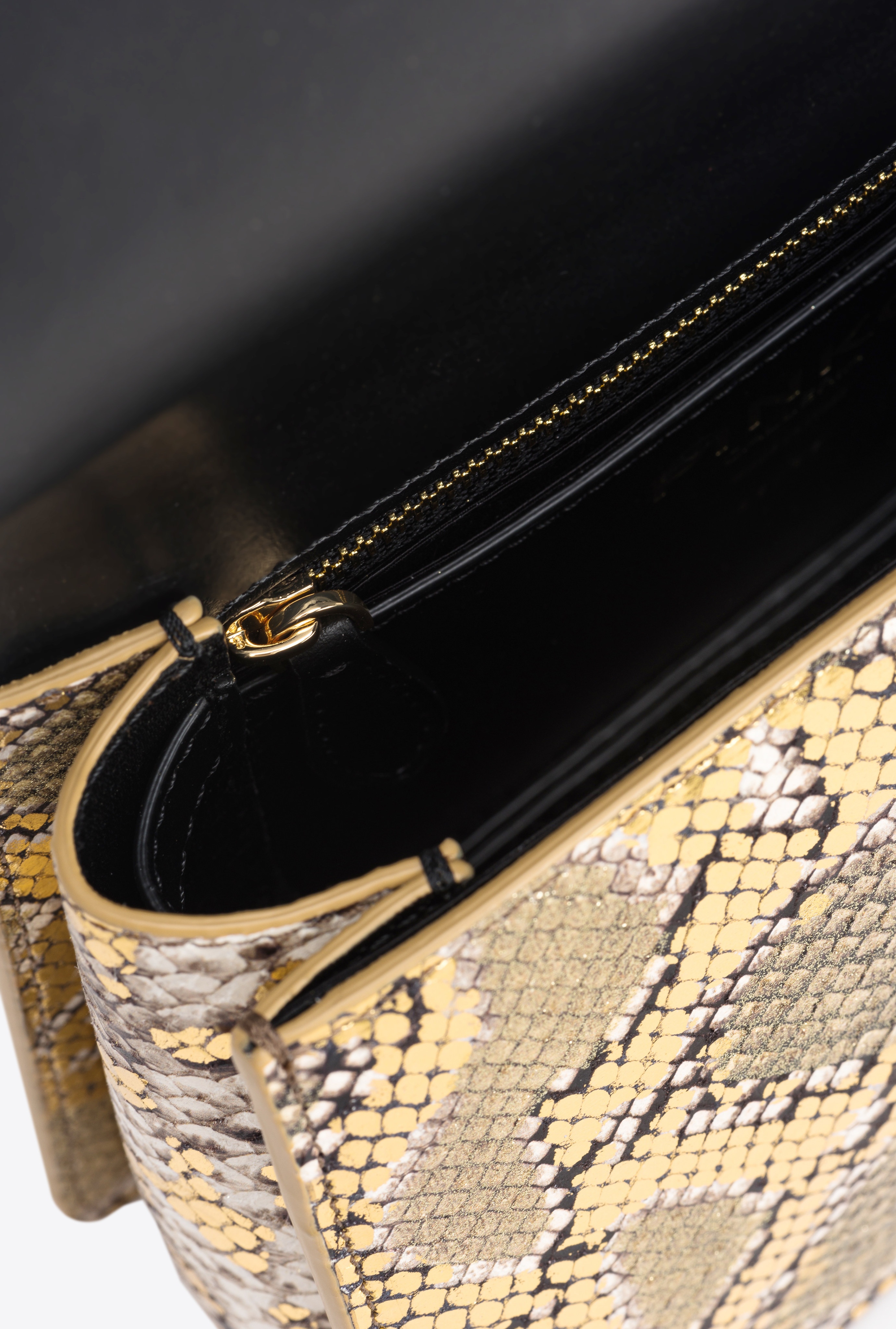 PINKO GALLERIA MINI LOVE BAG TOP HANDLE LIGHT IN LAMINATED REPTILE-PRINT LEATHER - 7