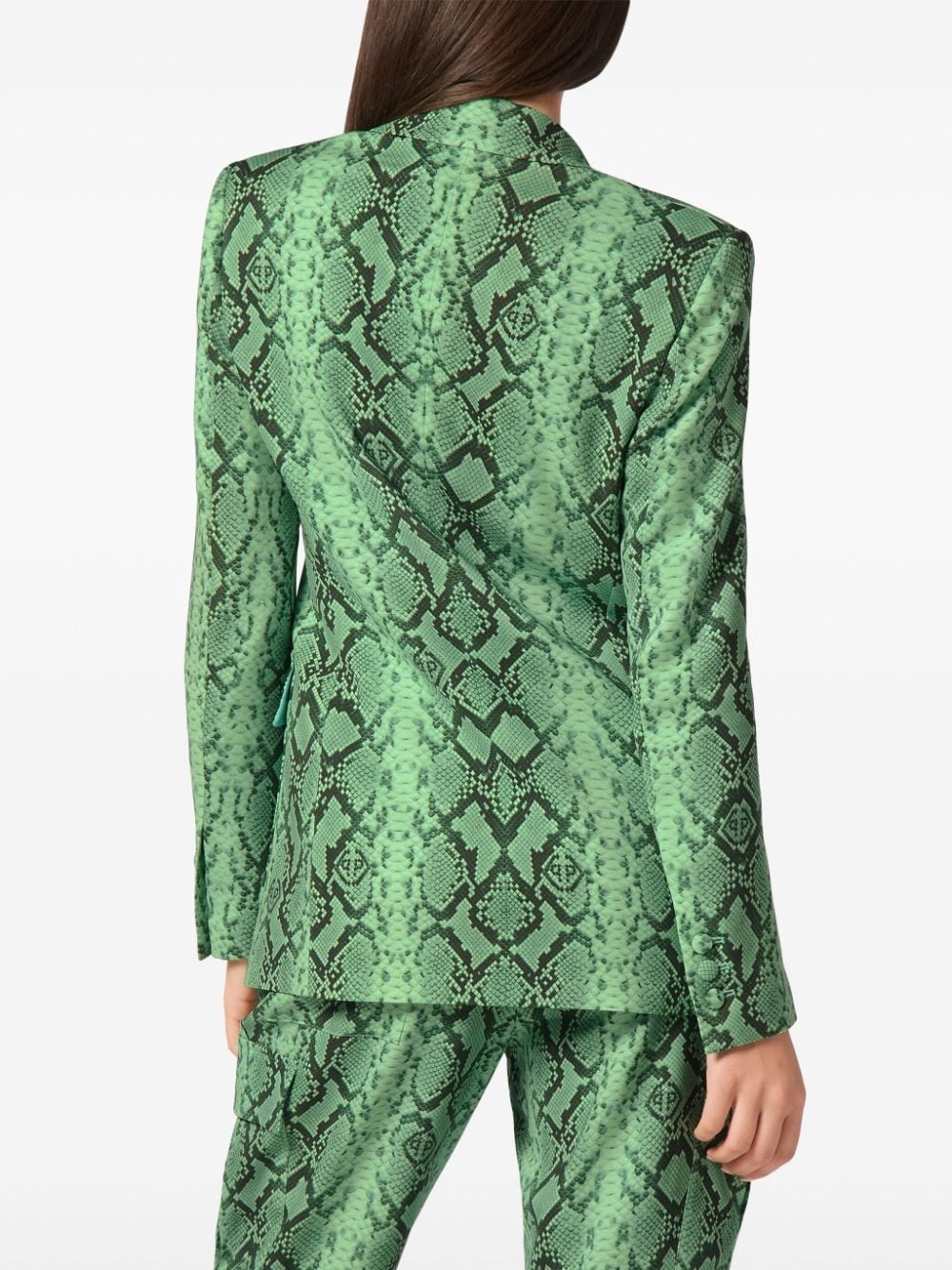 python-print satin blazer - 4
