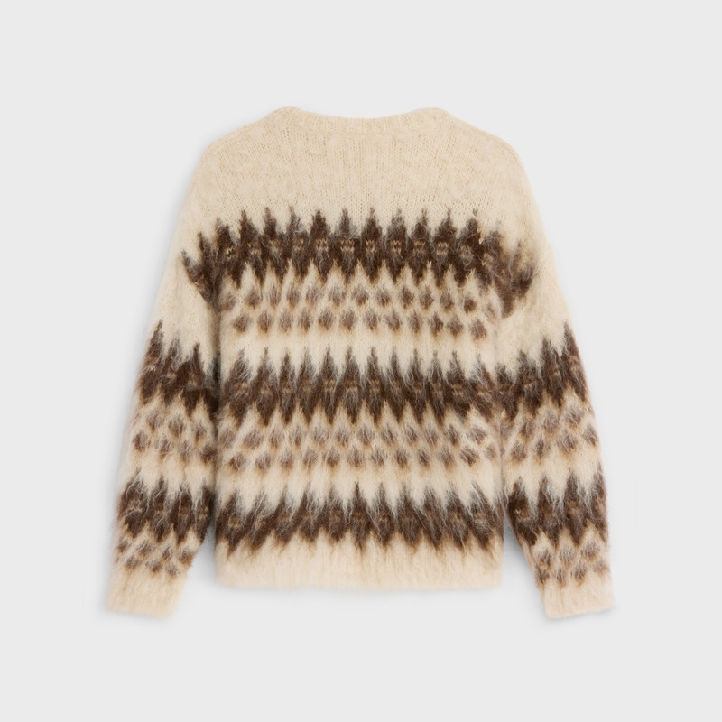 CELINE crew neck sweater in fair isle mohair outlook