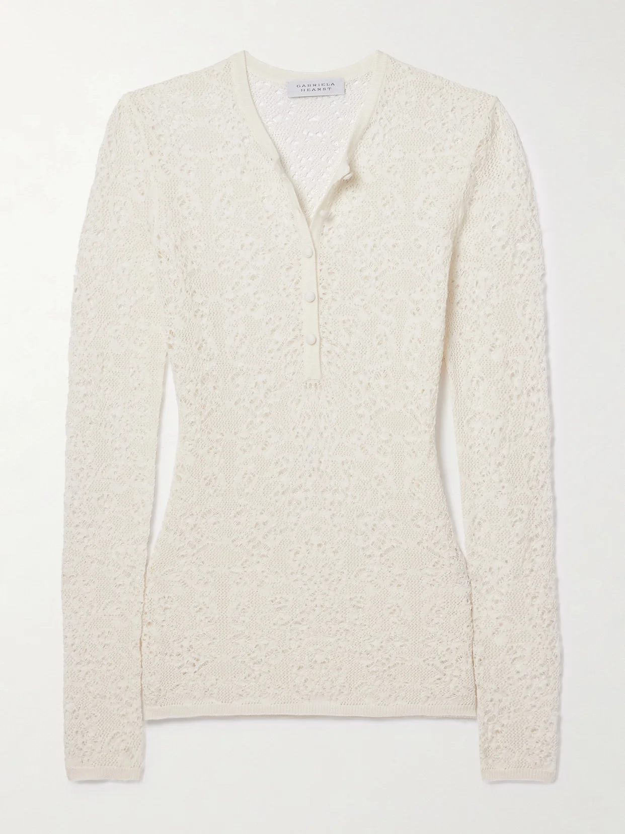 Ithaca Crocheted Wool And Silk-blend Henley Top - 1