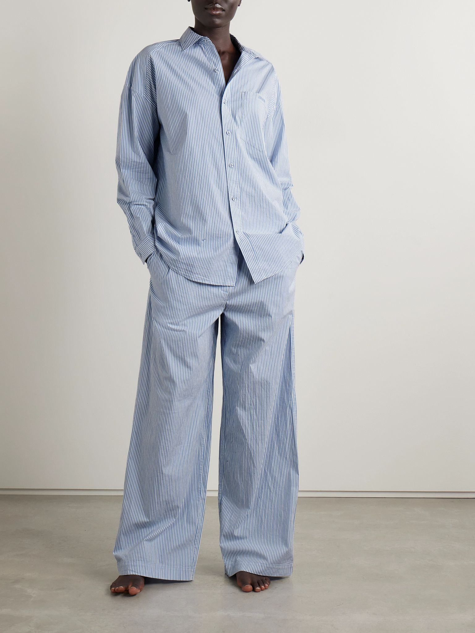 Oversized Sleep Set - Cadet Stripe Blue - 2