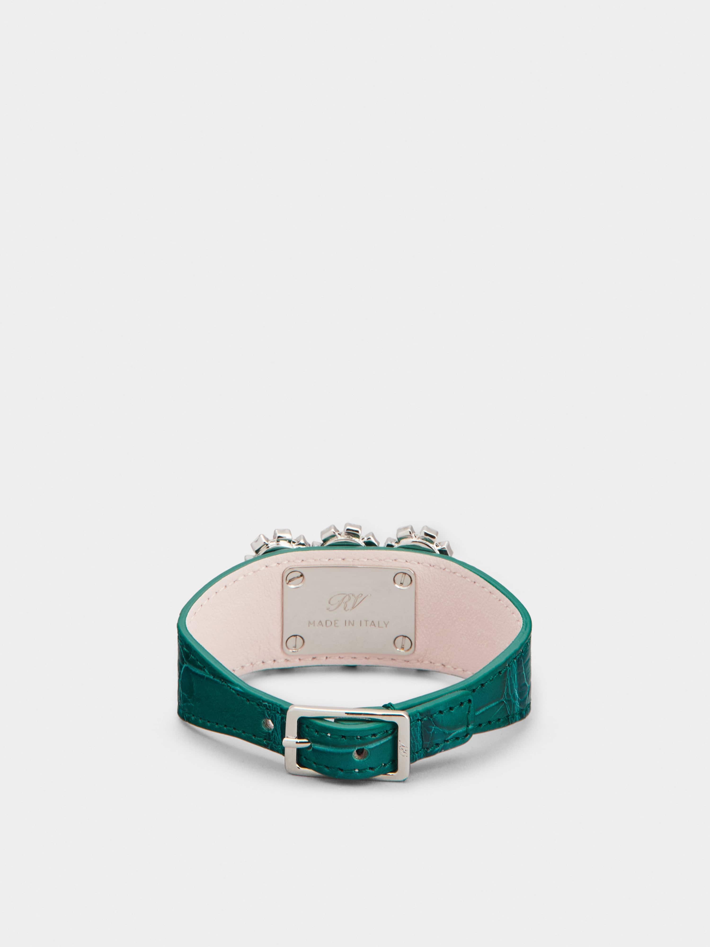 Flower Strass Buckle Bracelet in Crocodile - 3